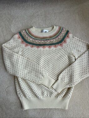 Vintage Cream Fair Isle Yoke Sweater - Women like XS